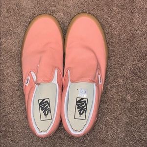 salmon slip on vans with gummy soles